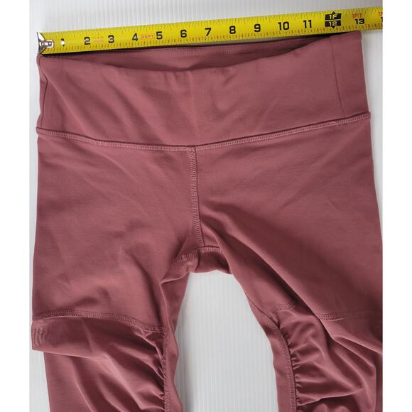 Alo Yoga Womens Small Goddess Ruched Mauve Dusty Pink Mesh Legging Athletic Gym - Picture 6 of 8